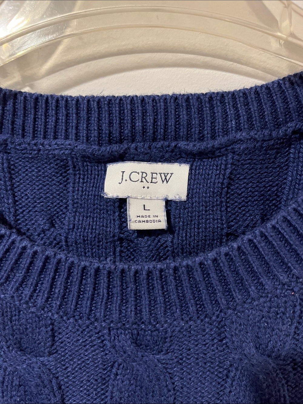J. Crew Navy Cable-Knit Short-Sleeve Crewneck Sweater - Picture 2 of 4